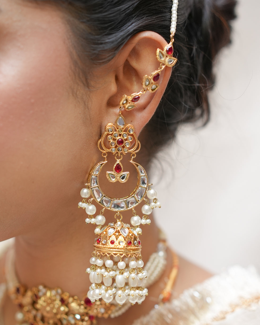 Gold plated handmade traditional style jhumka jewellery