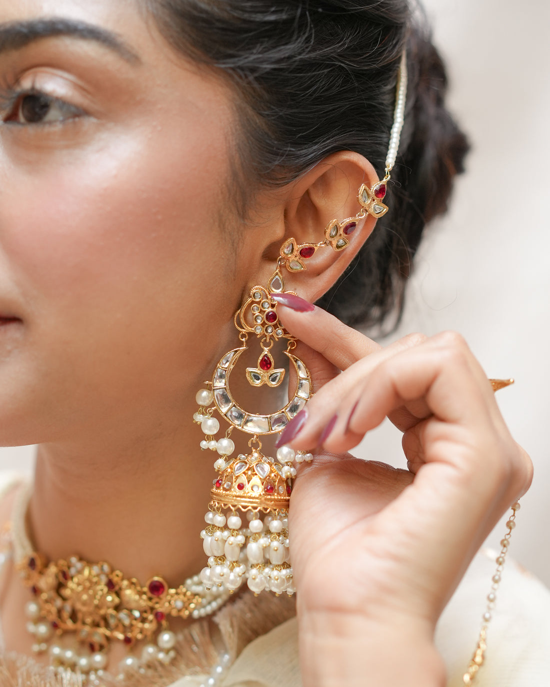Gold plated handmade traditional style jhumka jewellery