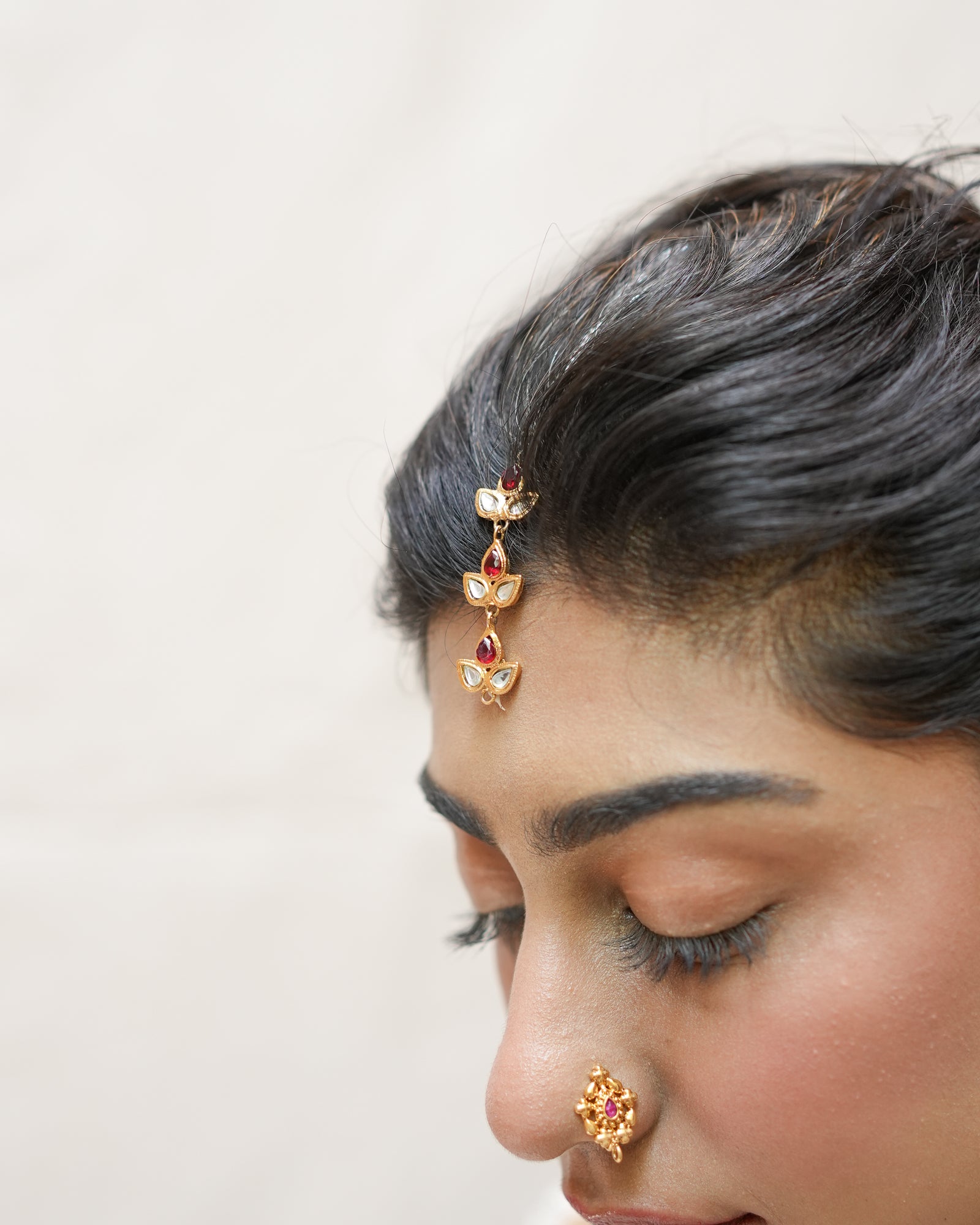 Gold plated handmade traditional style matha tikka jewerly